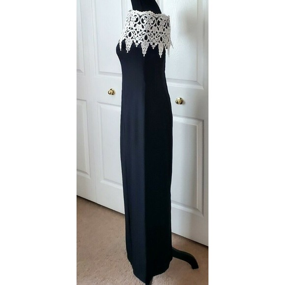Charisma by Bel Air Black Formal Maxi Gown Embroider Lace Off Shoulders EUC 5/6 - Picture 2 of 5